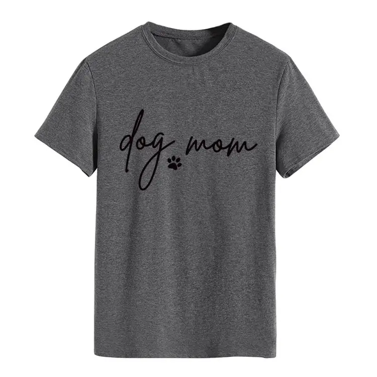 Dog Mom Printed T-Shirt Pink Round Neck Loose Fit - Image 26