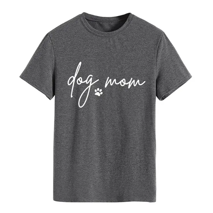 Dog Mom Printed T-Shirt Pink Round Neck Loose Fit - Image 3