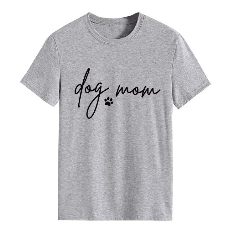 Dog Mom Printed T-Shirt Pink Round Neck Loose Fit - Image 5
