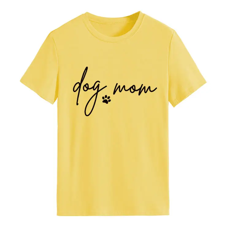 Dog Mom Printed T-Shirt Pink Round Neck Loose Fit - Image 6