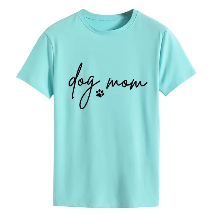 Dog Mom Printed T-Shirt Pink Round Neck Loose Fit - Image 8