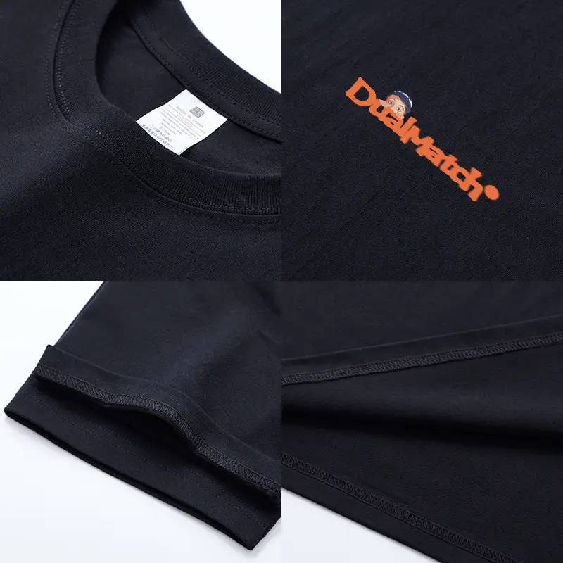 Men Pure Cotton Summer T-Shirt Black Orange Logo - Image 6