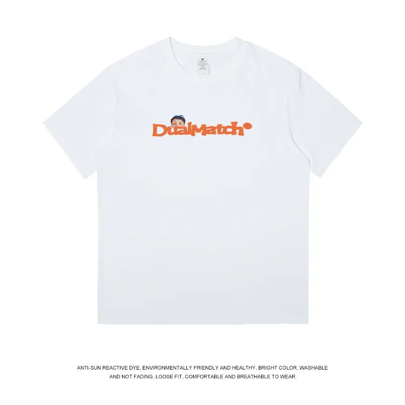Men Pure Cotton Summer T-Shirt Black Orange Logo