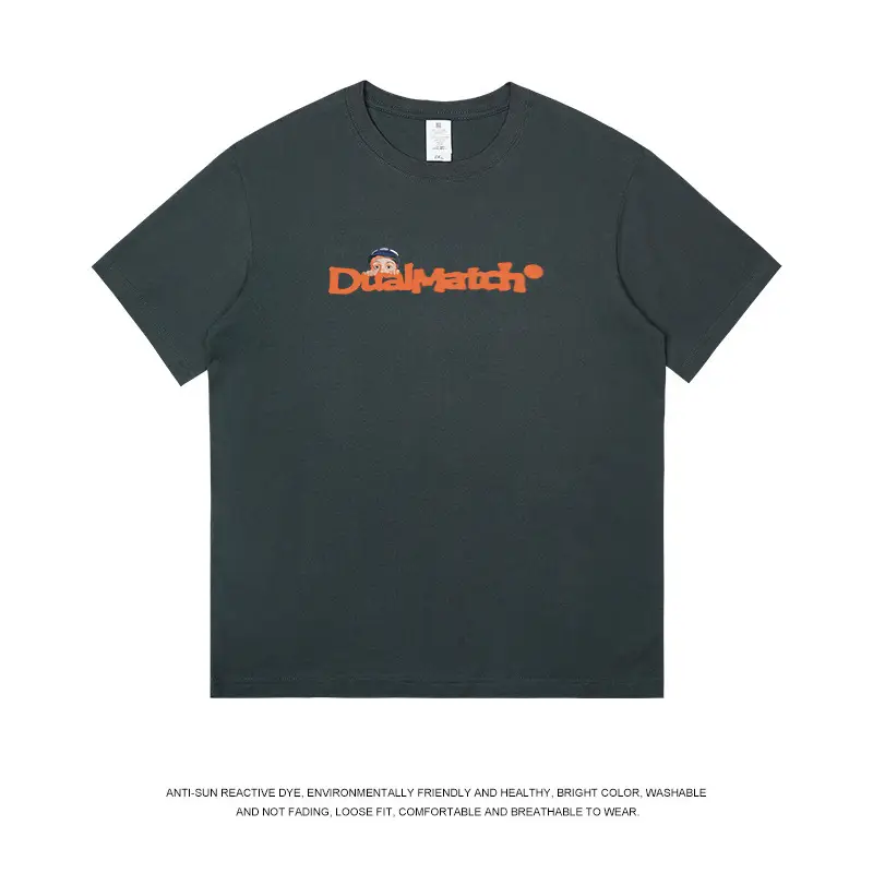 Men Pure Cotton Summer T-Shirt Black Orange Logo - Image 3