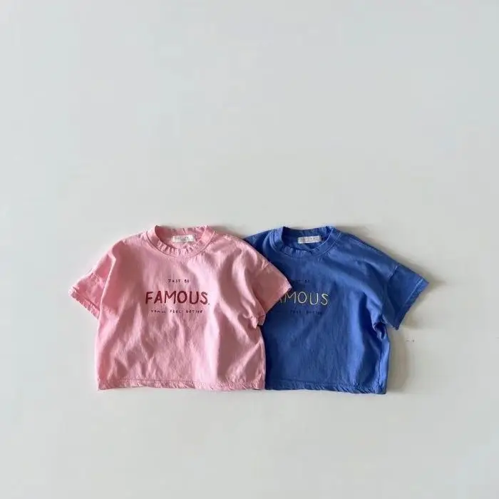 Blue Printed T-Shirt for Boys Girls Round Neck Short Sleeve - Image 3