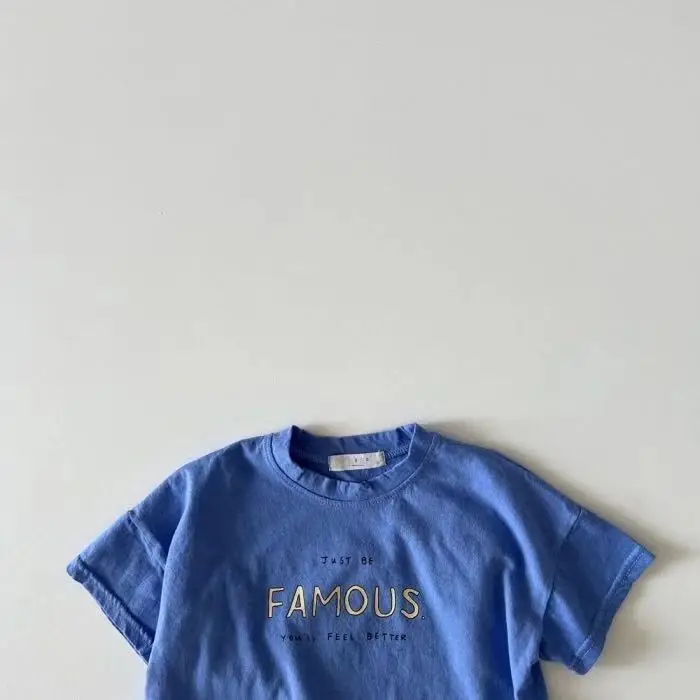 Blue Printed T-Shirt for Boys Girls Round Neck Short Sleeve - Image 6