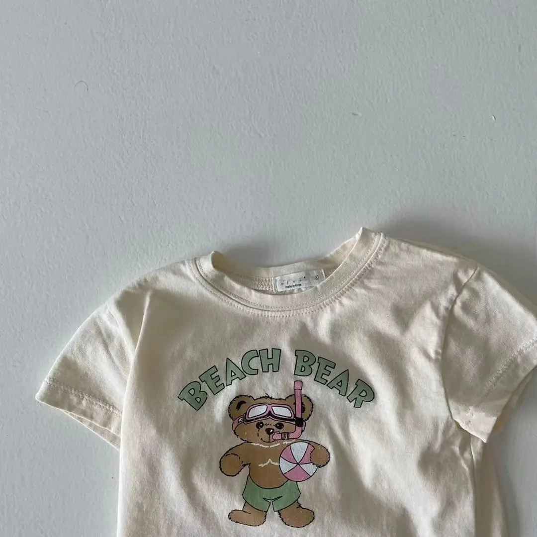 Baby Bear Print Short Sleeve T-Shirt Cream - Image 6