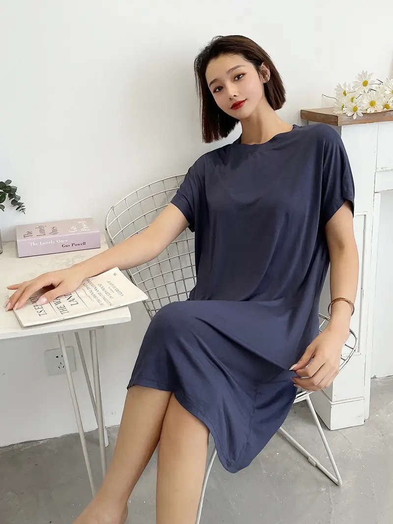 Black Modal Loose Fit Summer Dress Large - Image 11