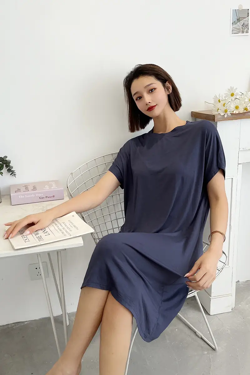 Black Modal Loose Fit Summer Dress Large — feature 12