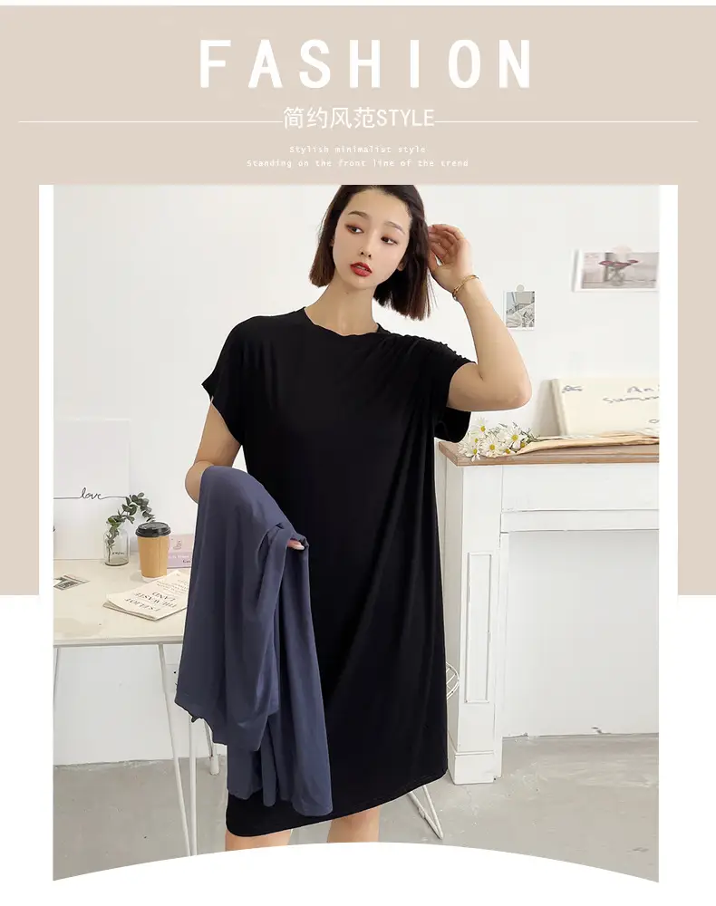 Black Modal Loose Fit Summer Dress Large — feature 2
