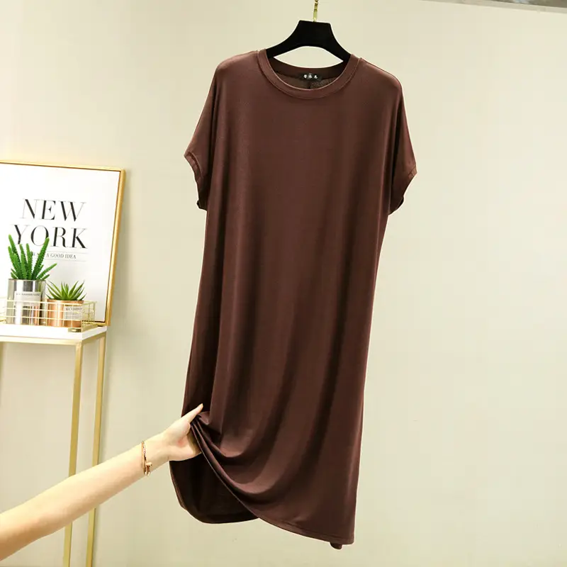 Black Modal Loose Fit Summer Dress Large - Image 4