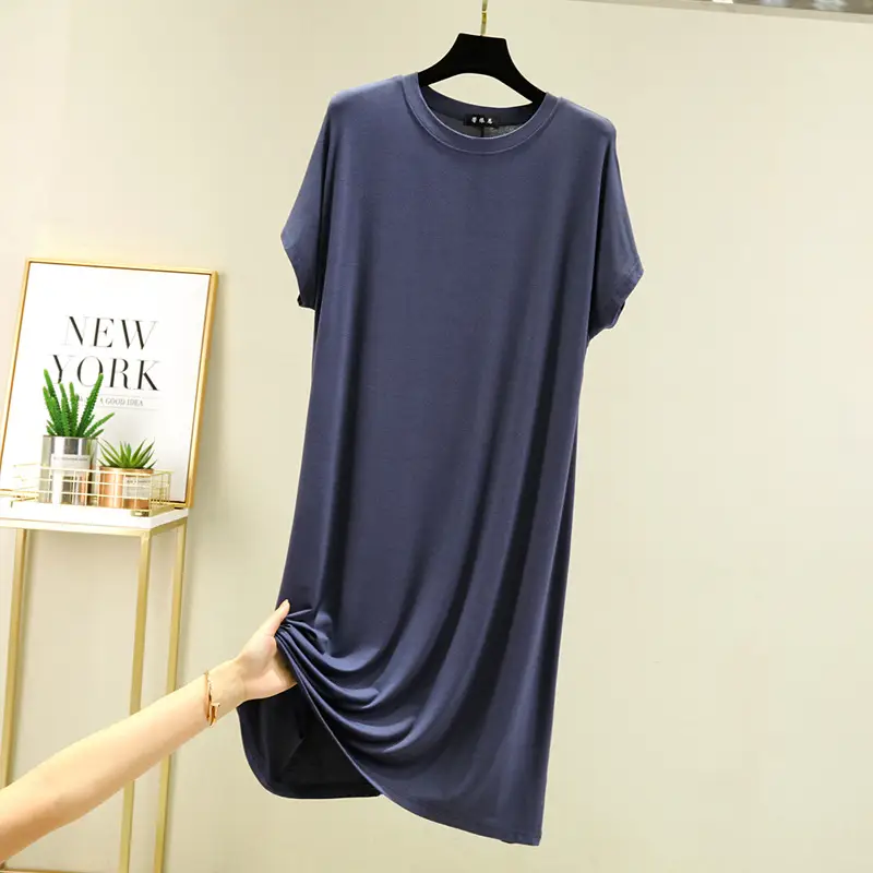 Black Modal Loose Fit Summer Dress Large - Image 7