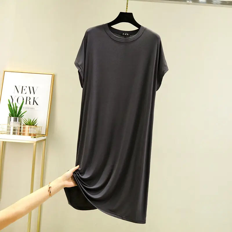 Black Modal Loose Fit Summer Dress Large — feature 17