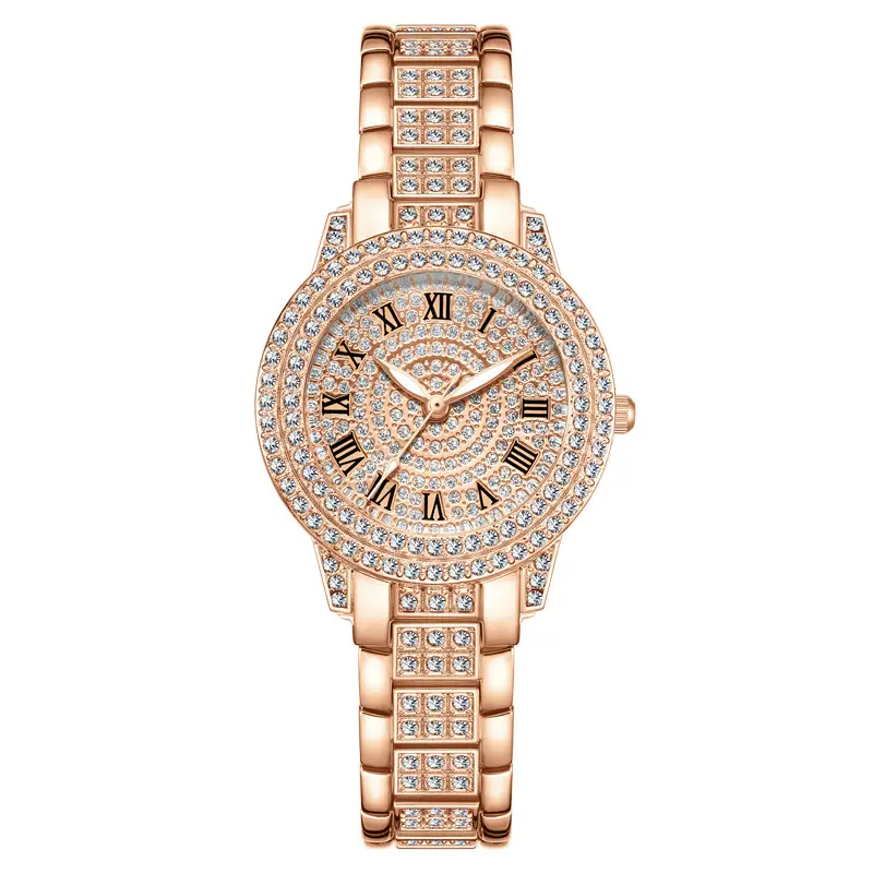 Live Broadcast Popular Diamond-Encrusted Roman Pattern Women's Watch Women's Watch Bracelet Cornucopia Women's One-Piece Drop Shipping Supply