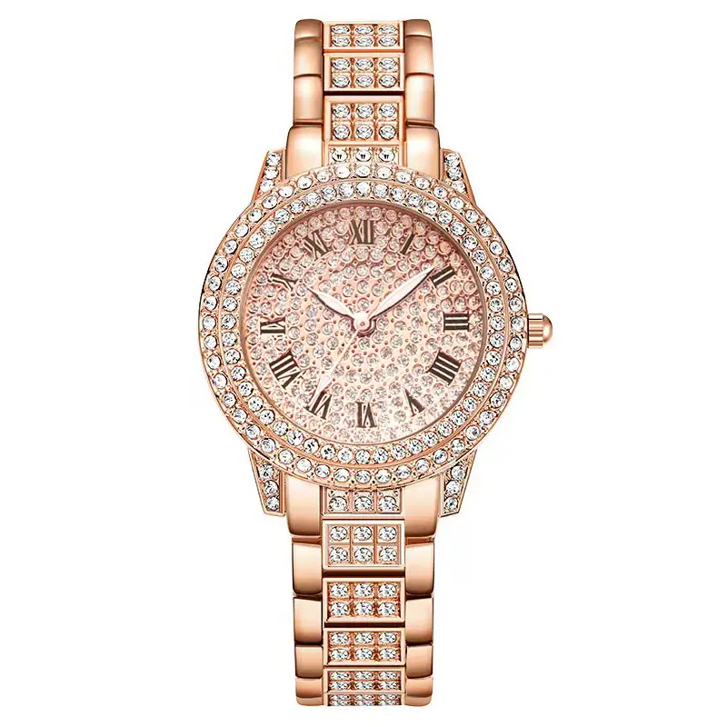 Live Broadcast Popular Diamond-Encrusted Roman Pattern Women's Watch Women's Watch Bracelet Cornucopia Women's One-Piece Drop Shipping Supply