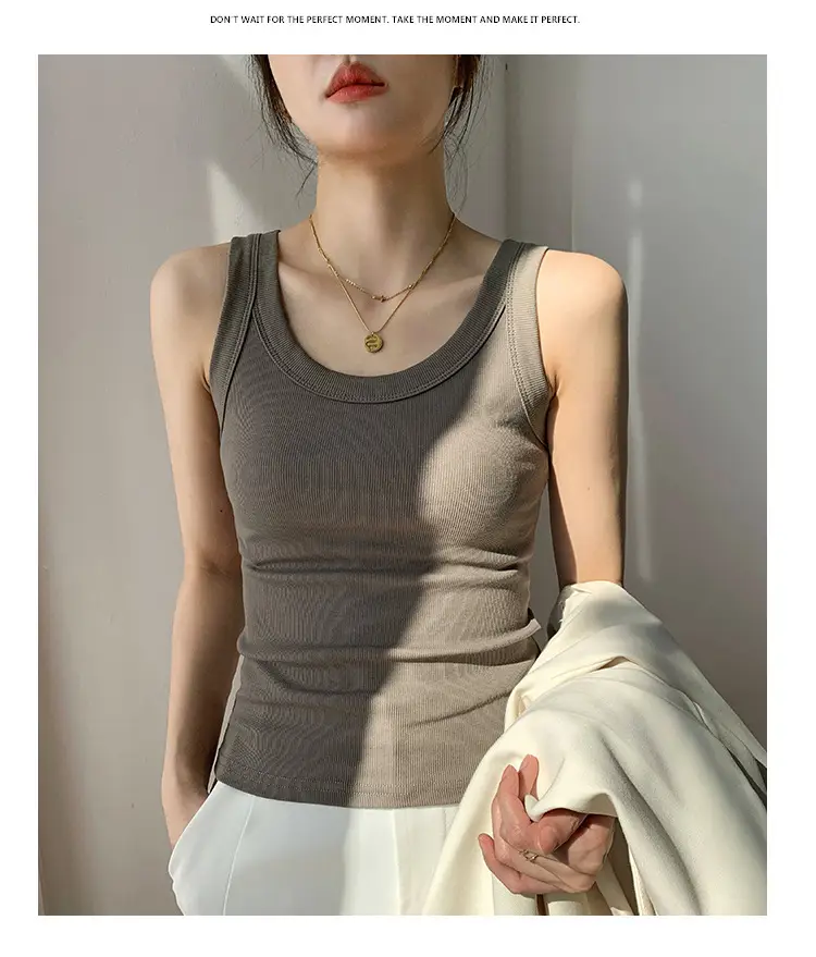Women's Purple Cotton Vest with Wide Shoulder Straps — feature 20