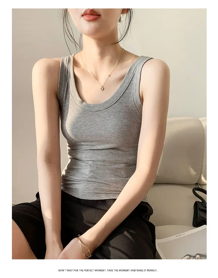 Women's Purple Cotton Vest with Wide Shoulder Straps — feature 26