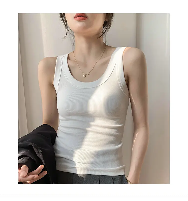 Women's Purple Cotton Vest with Wide Shoulder Straps — feature 4