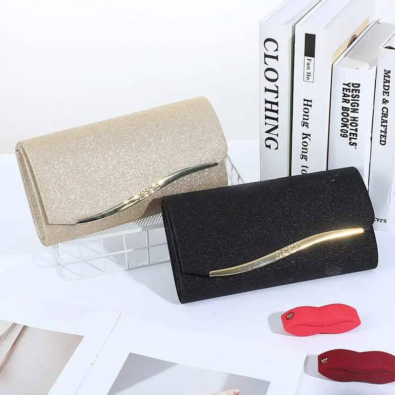 Silver Metal Edged Evening Clutch Bag with Magnetic Clasp - Image 6
