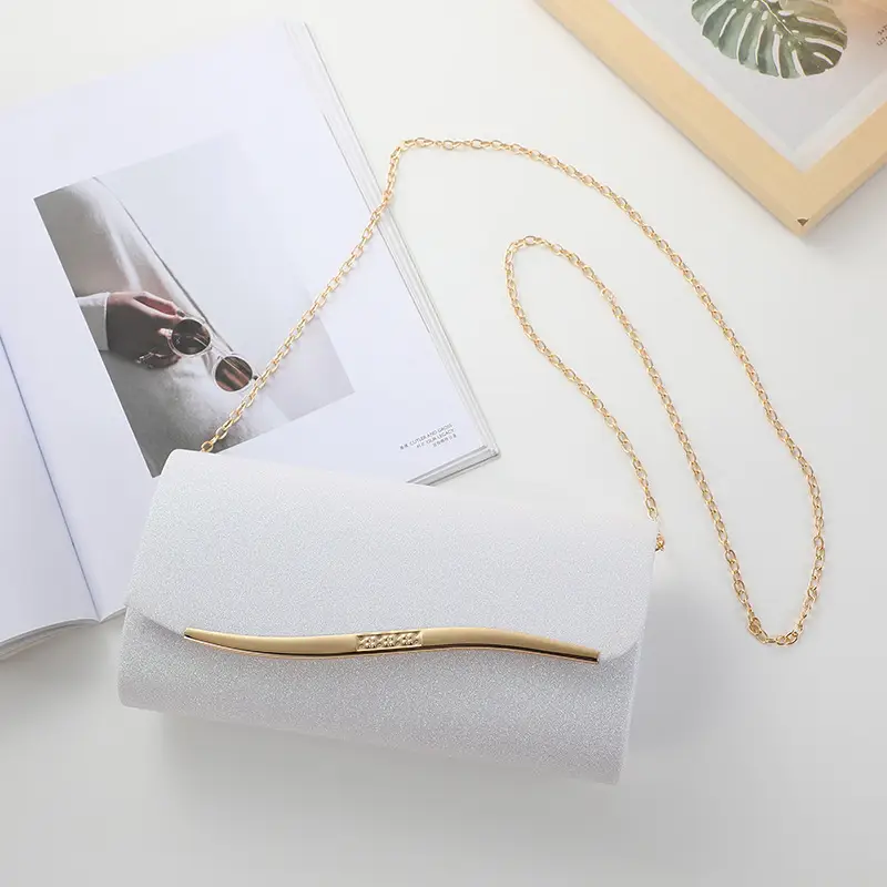 Silver Metal Edged Evening Clutch Bag with Magnetic Clasp β feature 14