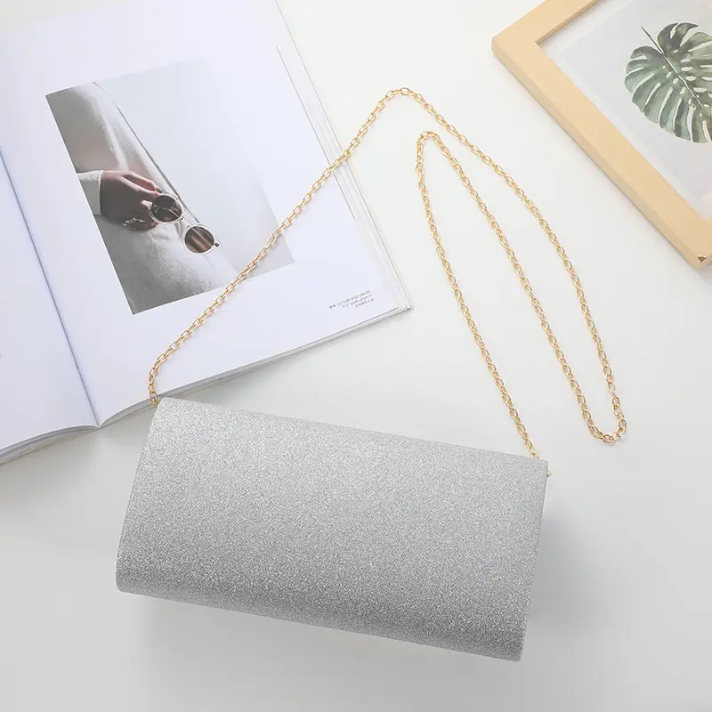Silver Metal Edged Evening Clutch Bag with Magnetic Clasp β feature 16