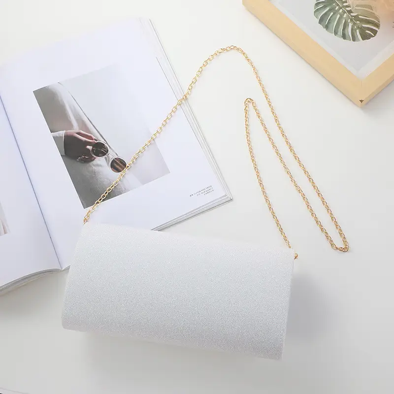 Silver Metal Edged Evening Clutch Bag with Magnetic Clasp β feature 17