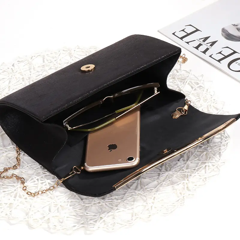 Silver Metal Edged Evening Clutch Bag with Magnetic Clasp β feature 21