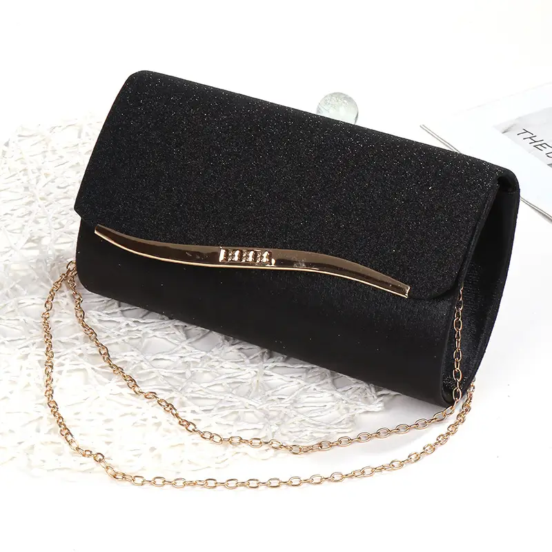 Silver Metal Edged Evening Clutch Bag with Magnetic Clasp β feature 4