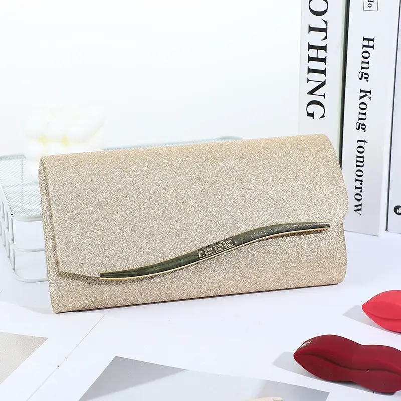 Silver Metal Edged Evening Clutch Bag with Magnetic Clasp β feature 6