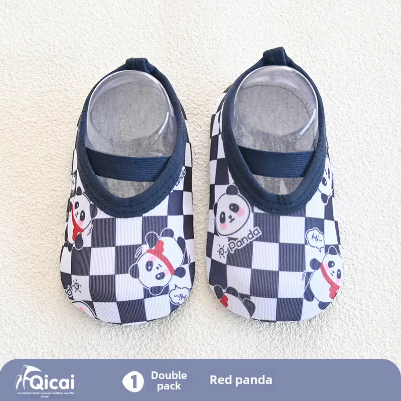Baby Walking Shoes Red Panda Checkered Soft Soles