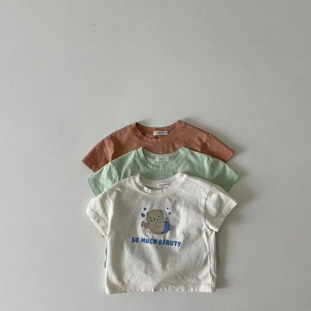 Baby T-shirt White Sea Lion Print Short Sleeve - Image 4