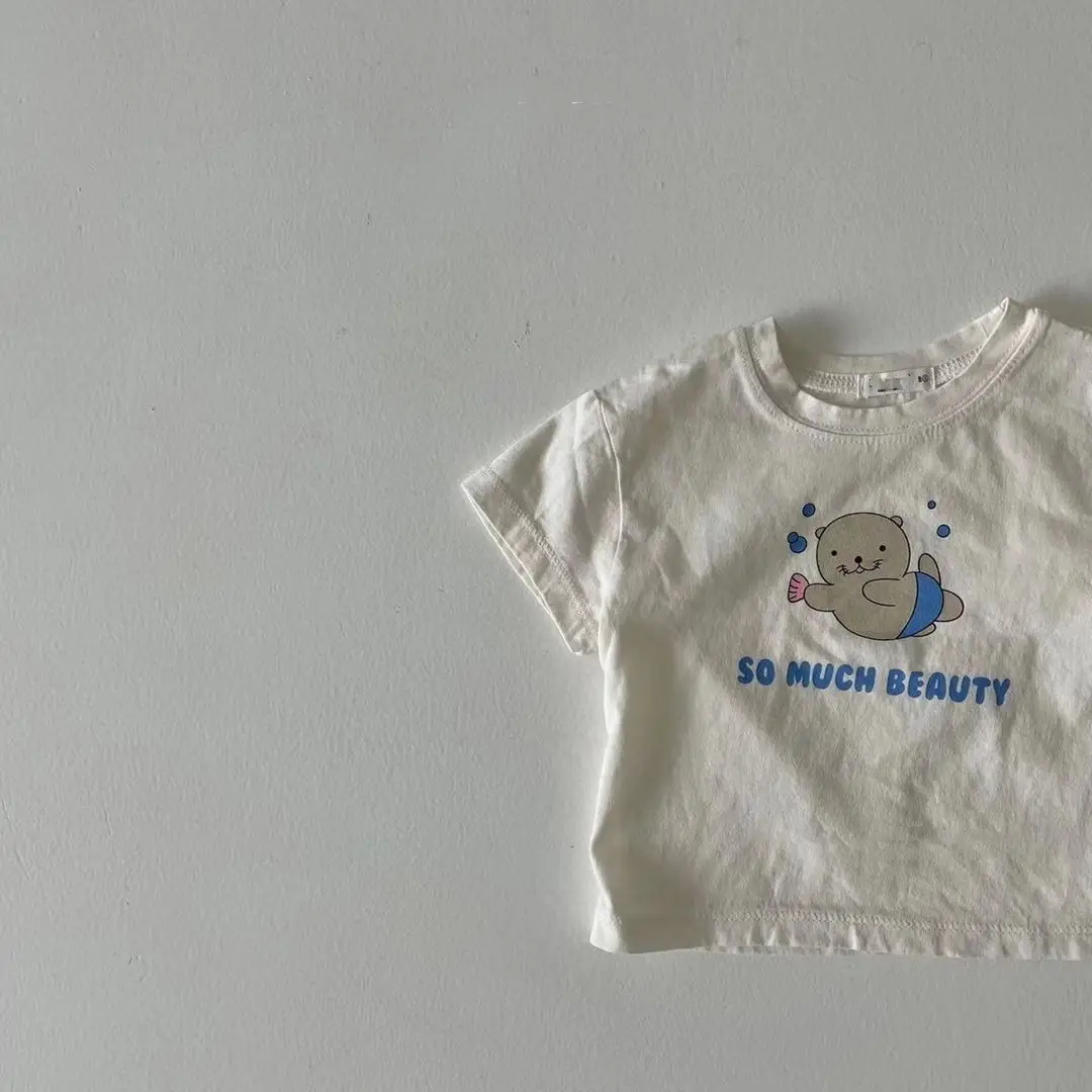 Baby T-shirt White Sea Lion Print Short Sleeve - Image 6