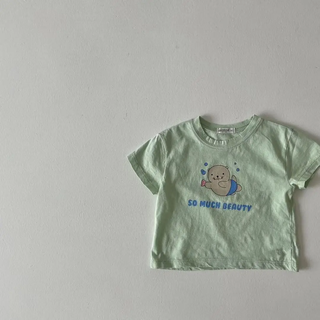 Baby T-shirt White Sea Lion Print Short Sleeve - Image 2