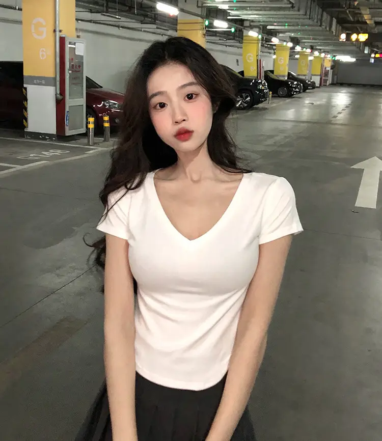 Women V-Neck Black T-Shirt Summer 2025 — feature 10