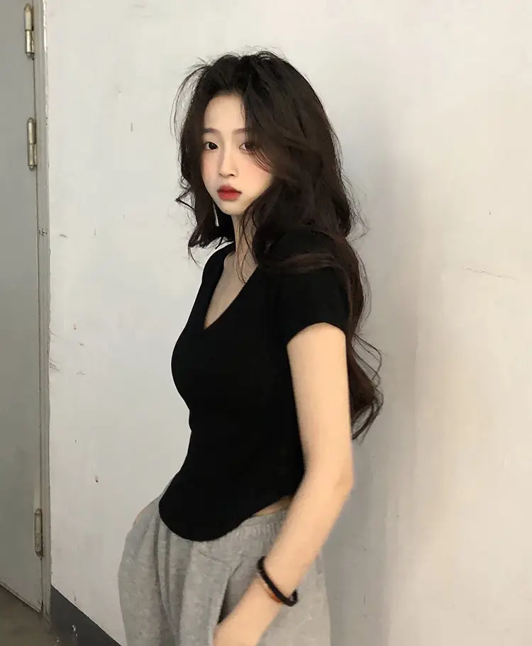 Women V-Neck Black T-Shirt Summer 2025 — feature 17