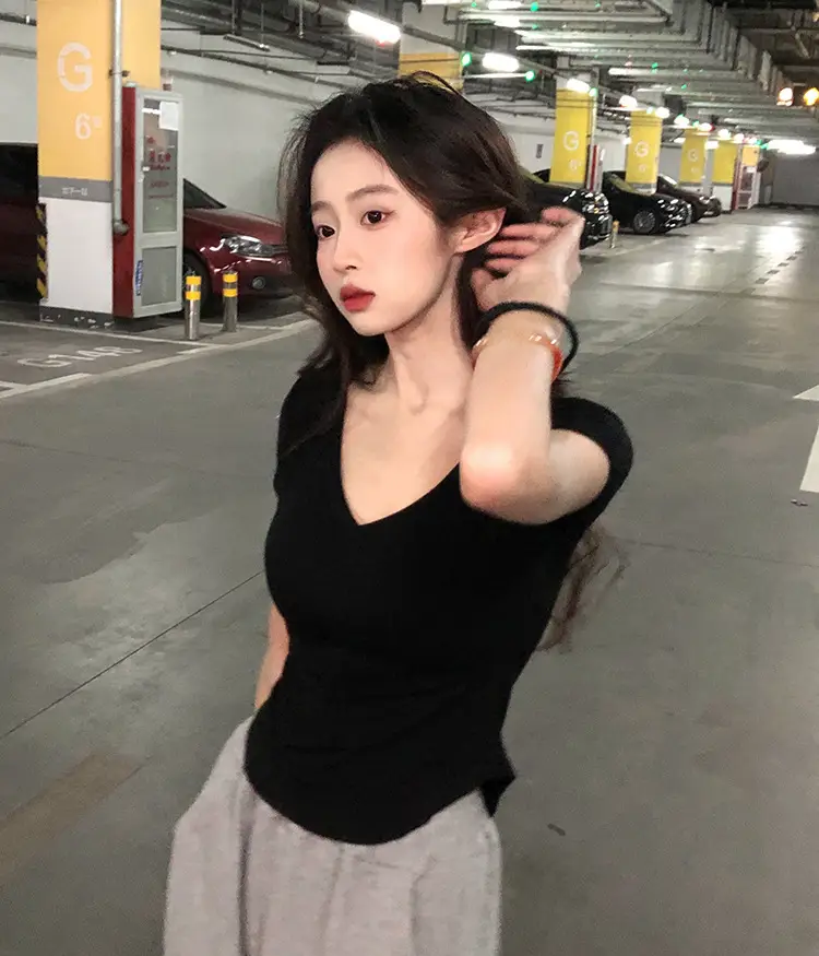 Women V-Neck Black T-Shirt Summer 2025 — feature 20