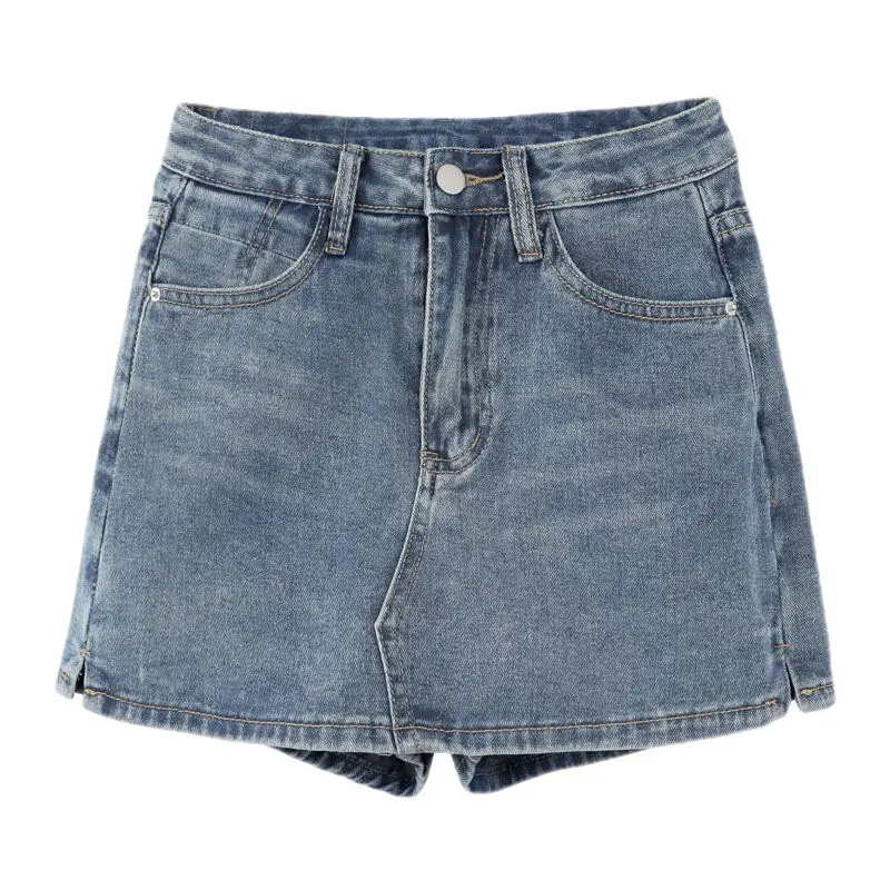 Plus Size Dark Blue Retro Hottie A-Line Denim Skirt - Image 7