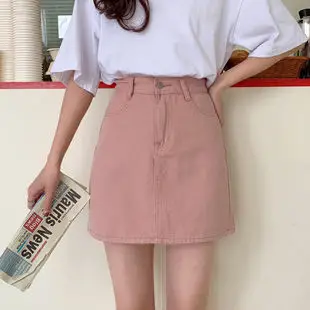 Plus Size Dark Blue Retro Hottie A-Line Denim Skirt — feature 12