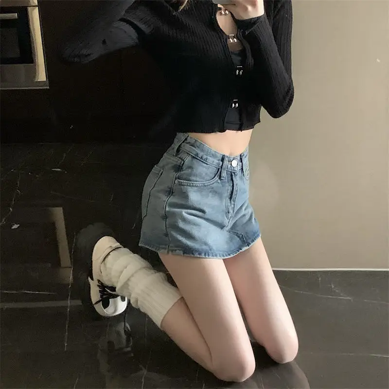 Plus Size Dark Blue Retro Hottie A-Line Denim Skirt — feature 29