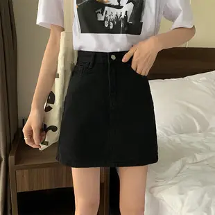 Plus Size Dark Blue Retro Hottie A-Line Denim Skirt — feature 6