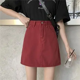 Plus Size Dark Blue Retro Hottie A-Line Denim Skirt — feature 8
