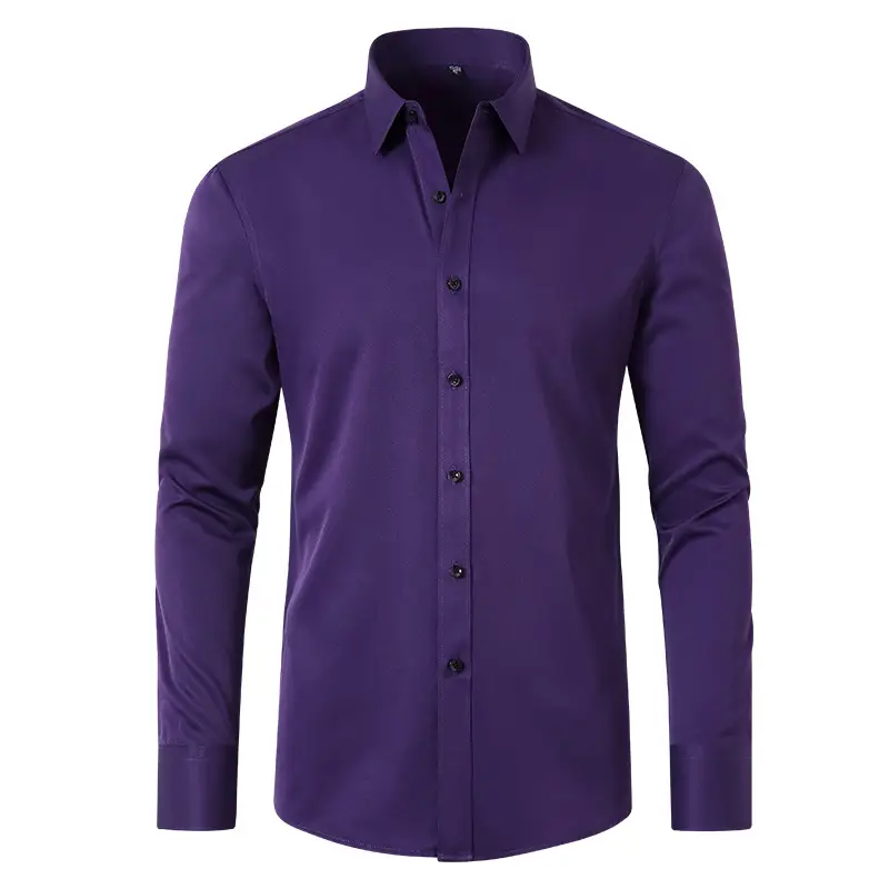 Men's Blue Button Shirt Wrinkle Resistant Plus Size - Image 20