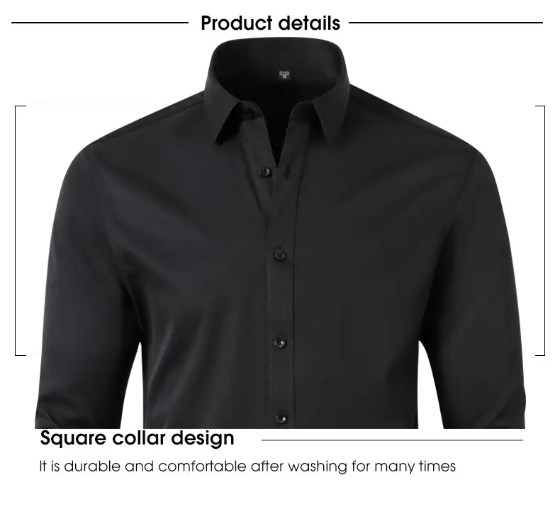 Men's Blue Button Shirt Wrinkle Resistant Plus Size — feature 14