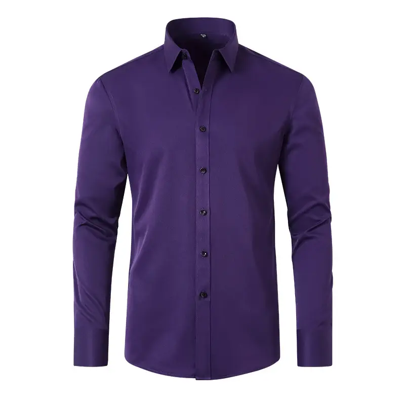 Men's Blue Button Shirt Wrinkle Resistant Plus Size - Image 12