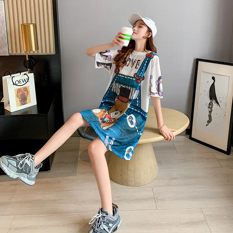 Women Crossbody Printed T-Shirt Dress Summer 2025 - Image 3