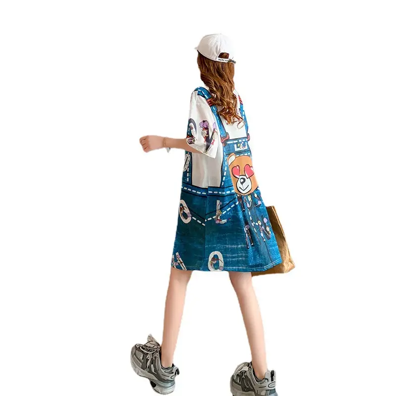 Women Crossbody Printed T-Shirt Dress Summer 2025 - Image 6