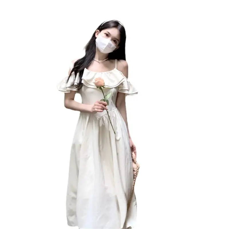 2025 French Gentle Style White Floral Dress - Image 6