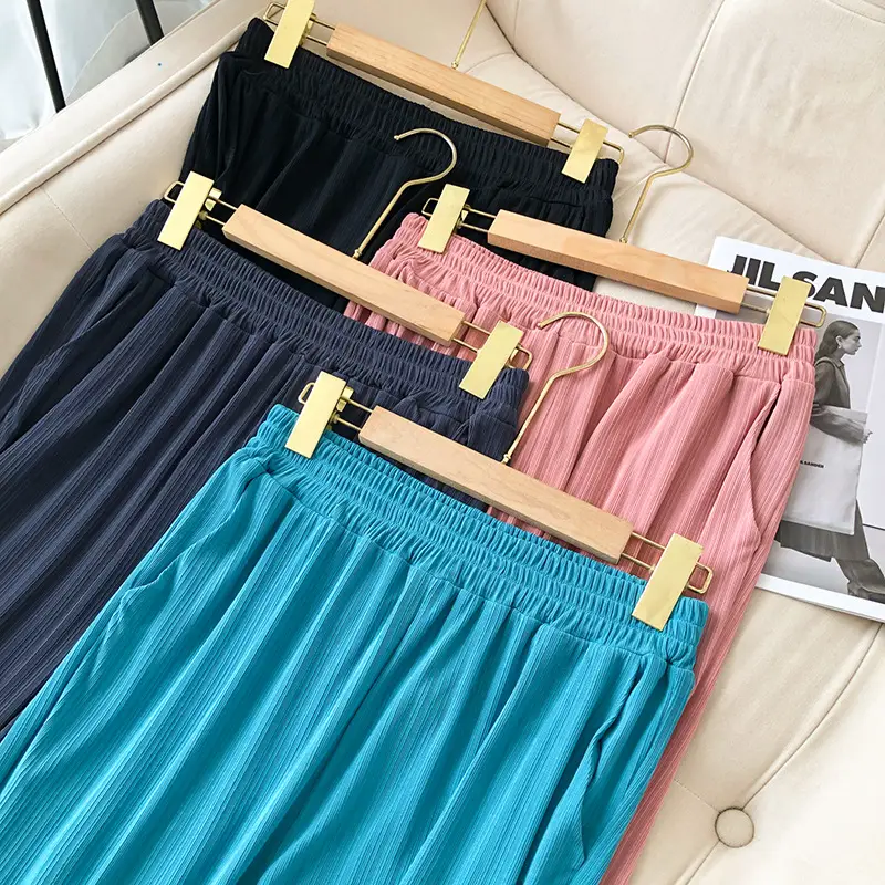 Women's Side Split Pants Summer Cool Ice Silk Large - Image 6