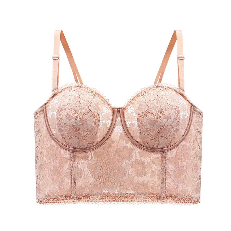 Strapless Crystal Cup Rabbit Ears 6Breasted Vintage Mid-Length Soft Steel Ring - Image 4