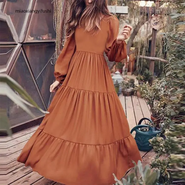 Black Long Sleeve Flowy Dress for Women - Image 5